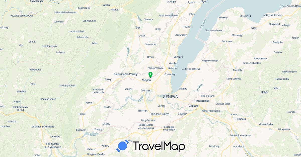 TravelMap itinerary: bus in Switzerland (Europe)